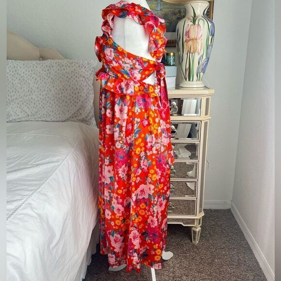 Sugarlips Waverly Floral Lizbeth Ruffle Back Tie Midi Dress - Picture 3 of 7